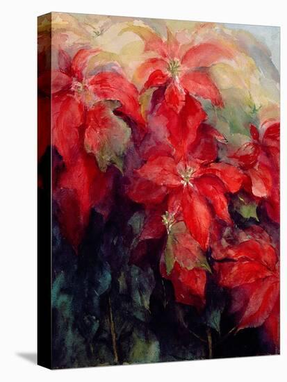 Red Poinsettias-Karen Armitage-Stretched Canvas
