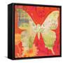 Red Pop Butterfly-Walter Robertson-Framed Stretched Canvas