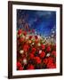 Red Poppies Against A Stormy Sky-Pol Ledent-Framed Art Print