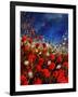 Red Poppies Against A Stormy Sky-Pol Ledent-Framed Art Print