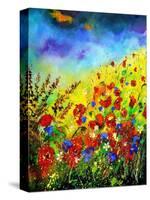 Red Poppies and Bluebells-Pol Ledent-Stretched Canvas