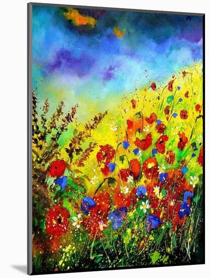 Red Poppies and Bluebells-Pol Ledent-Mounted Art Print