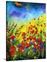Red Poppies and Bluebells-Pol Ledent-Stretched Canvas
