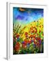 Red Poppies and Bluebells-Pol Ledent-Framed Art Print