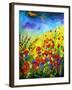 Red Poppies and Bluebells-Pol Ledent-Framed Art Print