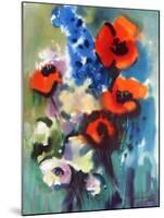 Red Poppies and Delphinium-Franz Aumueller-Mounted Art Print