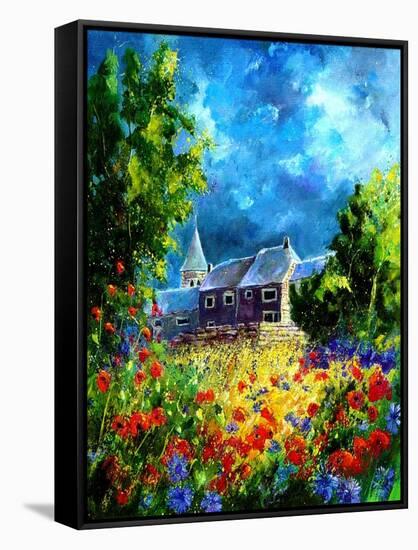 Red Poppies in Awagne-Pol Ledent-Framed Stretched Canvas