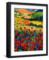 Red poppies in Tuscany (Italy)-Pol Ledent-Framed Art Print