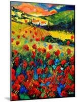 Red poppies in Tuscany (Italy)-Pol Ledent-Mounted Art Print