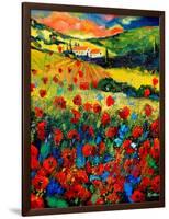 Red poppies in Tuscany (Italy)-Pol Ledent-Framed Art Print