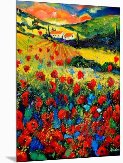 Red poppies in Tuscany (Italy)-Pol Ledent-Mounted Art Print