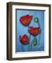 Red Poppies on Blue-Cherie Roe Dirksen-Framed Giclee Print