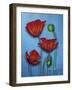 Red Poppies on Blue-Cherie Roe Dirksen-Framed Giclee Print