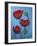 Red Poppies on Blue-Cherie Roe Dirksen-Framed Giclee Print