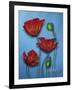 Red Poppies on Blue-Cherie Roe Dirksen-Framed Giclee Print