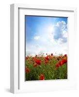 Red Poppies on Green Field, Sky and  Clouds-Volokhatiuk-Framed Photographic Print