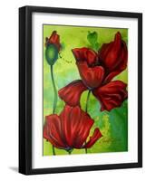 Red Poppies on Green-Cherie Roe Dirksen-Framed Giclee Print