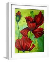 Red Poppies on Green-Cherie Roe Dirksen-Framed Giclee Print
