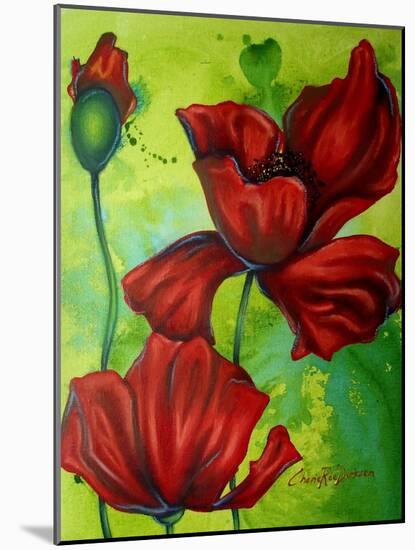 Red Poppies on Green-Cherie Roe Dirksen-Mounted Giclee Print