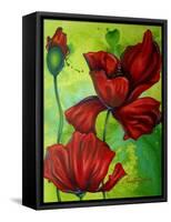 Red Poppies on Green-Cherie Roe Dirksen-Framed Stretched Canvas