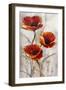 Red Poppies on Taupe I-Tim O'toole-Framed Art Print