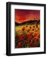 Red Poppies Sunset-Pol Ledent-Framed Art Print