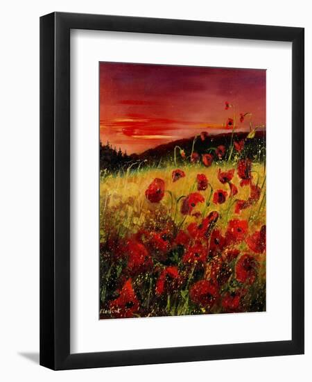 Red Poppies Sunset-Pol Ledent-Framed Art Print