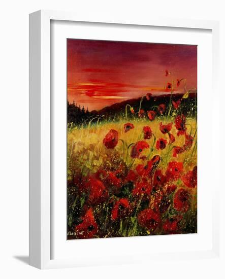 Red Poppies Sunset-Pol Ledent-Framed Art Print