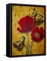 Red Poppies with Yellow Butterflies-Cherie Roe Dirksen-Framed Stretched Canvas