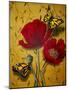 Red Poppies with Yellow Butterflies-Cherie Roe Dirksen-Mounted Giclee Print