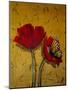 Red Poppies with Yellow Butterfly-Cherie Roe Dirksen-Mounted Giclee Print
