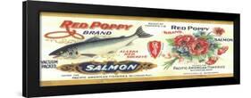 Red Poppy Salmon Can Label - Bellingham, WA-Lantern Press-Framed Art Print