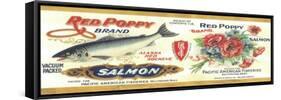 Red Poppy Salmon Can Label - Bellingham, WA-Lantern Press-Framed Stretched Canvas