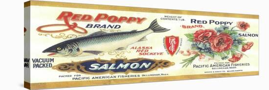 Red Poppy Salmon Can Label - Bellingham, WA-Lantern Press-Stretched Canvas