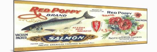 Red Poppy Salmon Can Label - Bellingham, WA-Lantern Press-Mounted Art Print