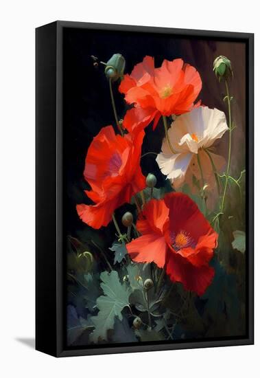 Red Poppy-Vivienne Dupont-Framed Stretched Canvas