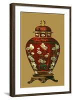 Red Porcelain on Golden Brown Pt I-null-Framed Art Print