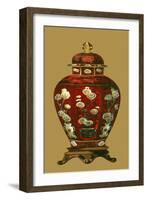 Red Porcelain on Golden Brown Pt I-null-Framed Art Print