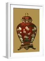 Red Porcelain on Golden Brown Pt I-null-Framed Art Print