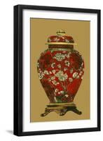 Red Porcelain on Golden Brown Pt II-null-Framed Art Print