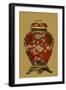 Red Porcelain on Golden Brown Pt II-null-Framed Art Print