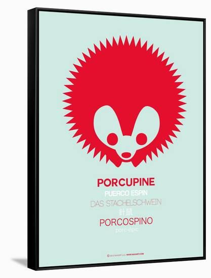 Red Porcupine Multilingual Poster-NaxArt-Framed Stretched Canvas