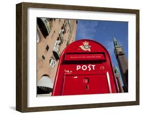 Red Post Box, City Hall Square, Copenhagen, Denmark, Scandinavia, Europe-Frank Fell-Framed Photographic Print