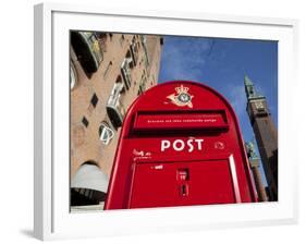 Red Post Box, City Hall Square, Copenhagen, Denmark, Scandinavia, Europe-Frank Fell-Framed Photographic Print