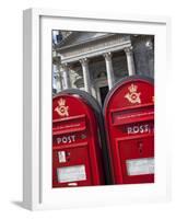 Red Post Boxes and Marble Church Entrance, Copenhagen, Denmark, Scandinavia, Europe-Frank Fell-Framed Photographic Print