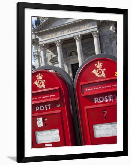 Red Post Boxes and Marble Church Entrance, Copenhagen, Denmark, Scandinavia, Europe-Frank Fell-Framed Photographic Print