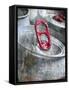 Red Pull Tabs on Cold Cans of Lager Beer-Steve Lupton-Framed Stretched Canvas