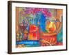 Red Purse and Blue Line-Blenda Tyvoll-Framed Art Print