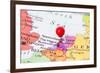 Red Pushpin On Map Of Netherlands-Bigandt_Photography-Framed Art Print