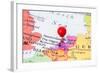 Red Pushpin On Map Of Netherlands-Bigandt_Photography-Framed Art Print